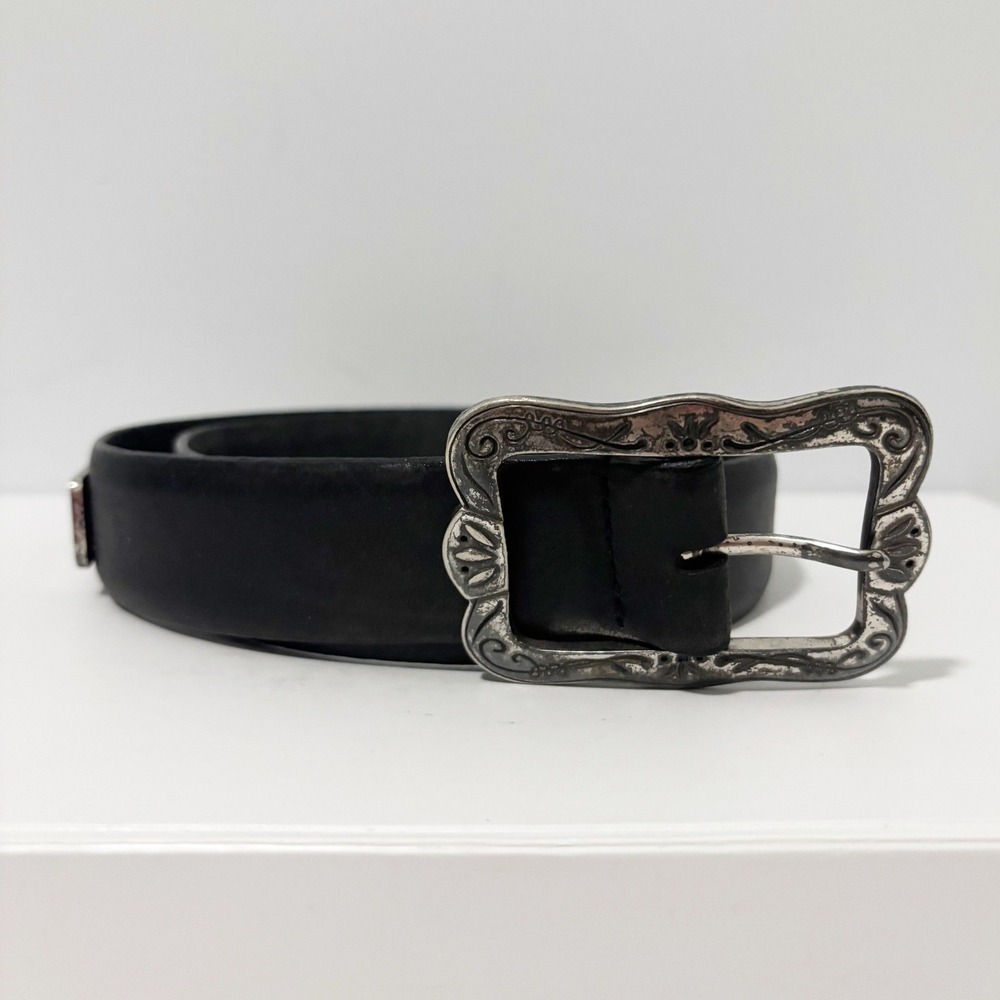 The Ritz Accessories Collection Belt Women M Black Western Ornate Buckle 9289